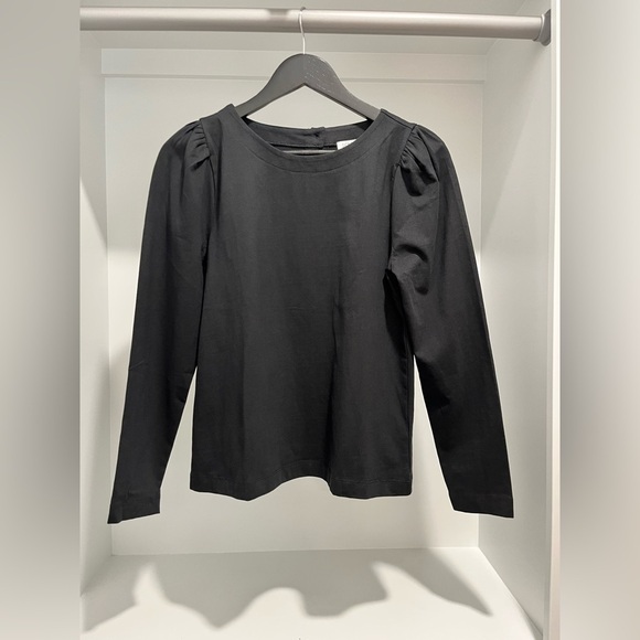 J Crew Puff-sleeve gold button-back top in black size XS NEW with Tags - Picture 3 of 9